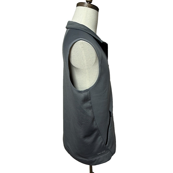 Nike Dri Fit Vest Mens Large Gray Full Zip Running Training Zip Pocket Outdoors - Picture 6 of 11